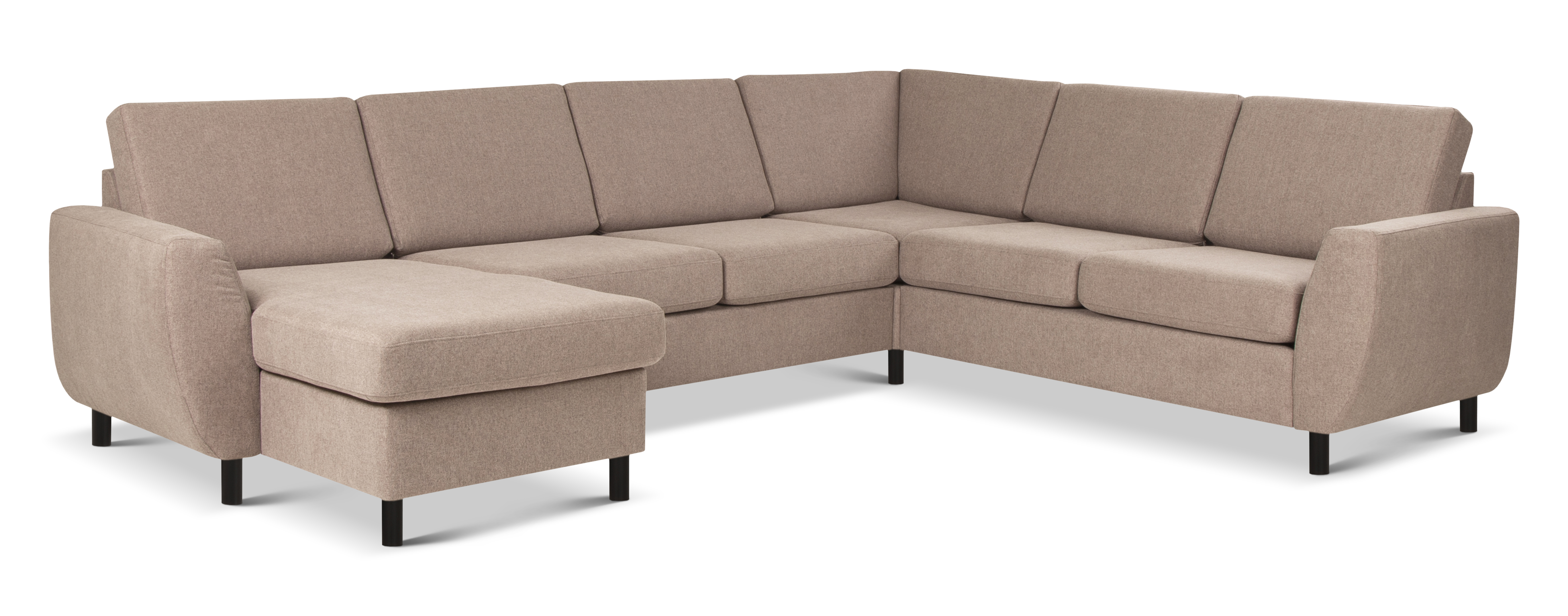 Wendy Set 2c3d Sofa Chaiselong Antelope Beige Polyester Stof Sort Træ