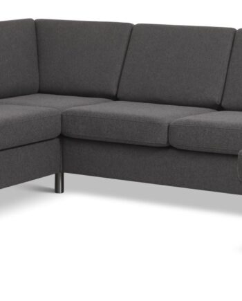 Wendy Set 2c3d Sofa Chaiselong Antracitgrå Polyester Stof Børstet Aluminium