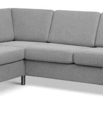 Wendy Set 2c3d Sofa Chaiselong Grå Polyester Stof Børstet Aluminium