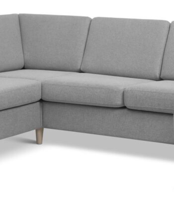 Wendy Set 2c3d Sofa Chaiselong Grå Polyester Stof Natur Træ