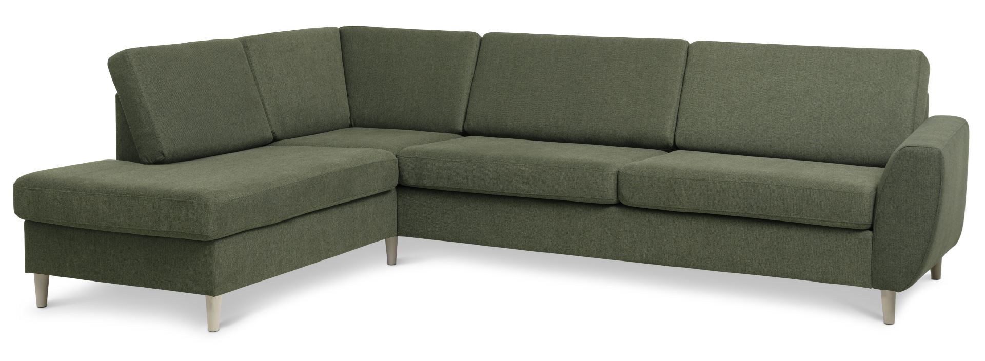Wendy Set Left Sofa Chaiselong Vinter Mosgrøn Polyester Stof Natur Træ