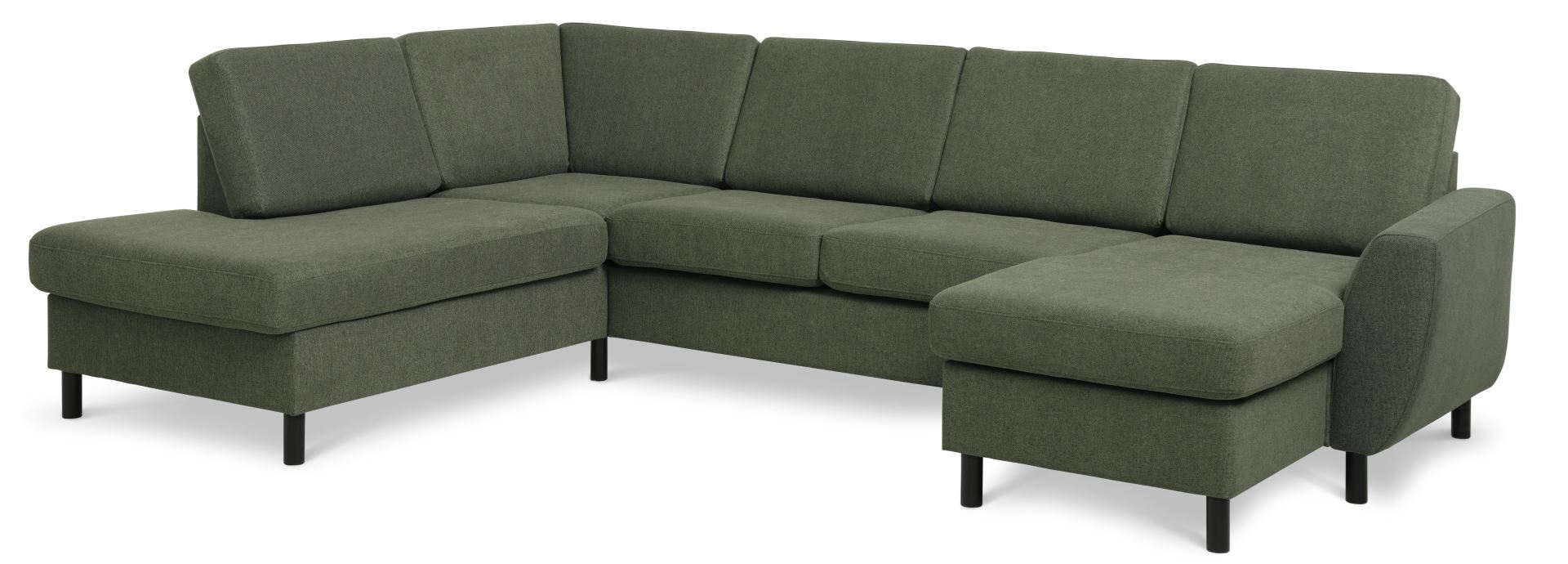 Wendy Set Left Sofa Chaiselong Vinter Mosgrønt Polyester Stof Sort Træ