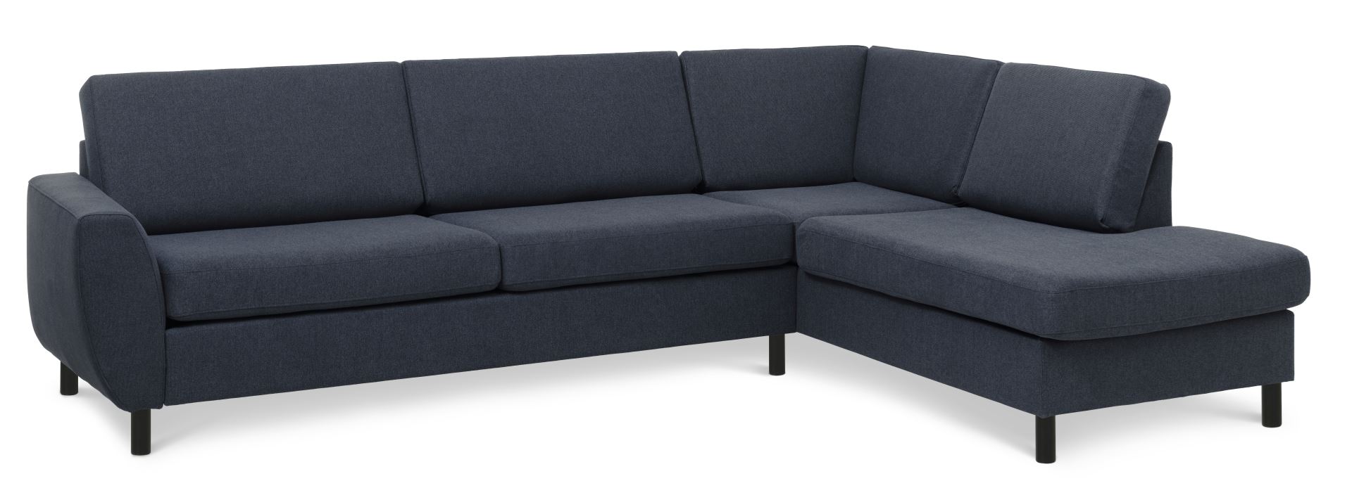 Wendy Set Right Sofa Chaiselong Blå Polyester Stof Sort Træ
