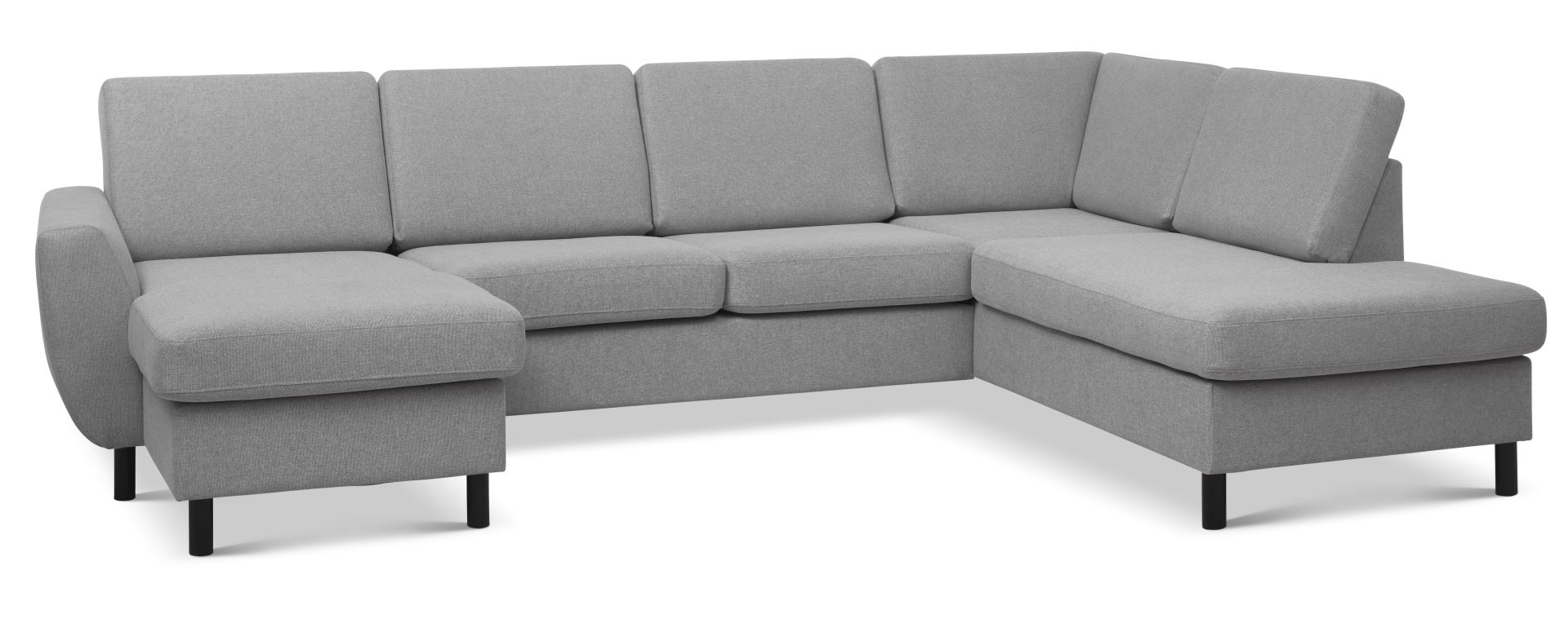 Wendy Set Right Sofa Chaiselong Grå Polyester Stof Sort Træ