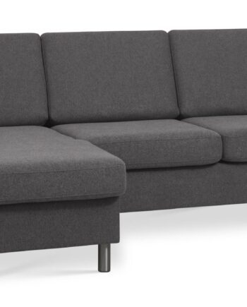 Wendy Set Sofa Chaiselong Antracitgrå Polyester Stof Børstet Aluminium