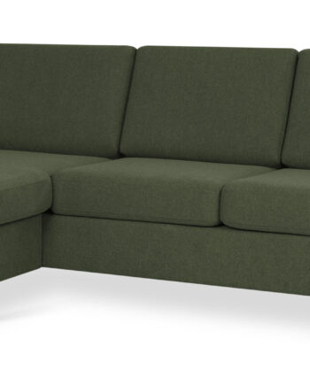 Wendy Set Sofa Chaiselong Vinter Mosgrøn Polyester Stof Sort Træ