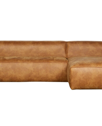 Woood Bean Hjørnesofa Højre Cognac Læderfiber Polyester