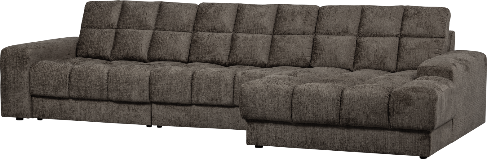 Woood Second Date Chaiselong Sofa Højrevendt Gråt Velour 316x162x78