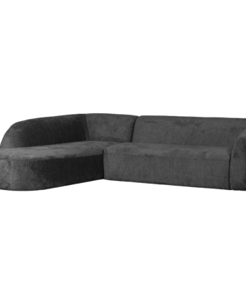 Woood Sloping Hjørnesofa Venstre Grå Strukturfløjl Stof