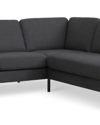 Ask Sæt Lille Sofa Højre Chaiselong Antracitgrå Polyester Stof Sort Metal