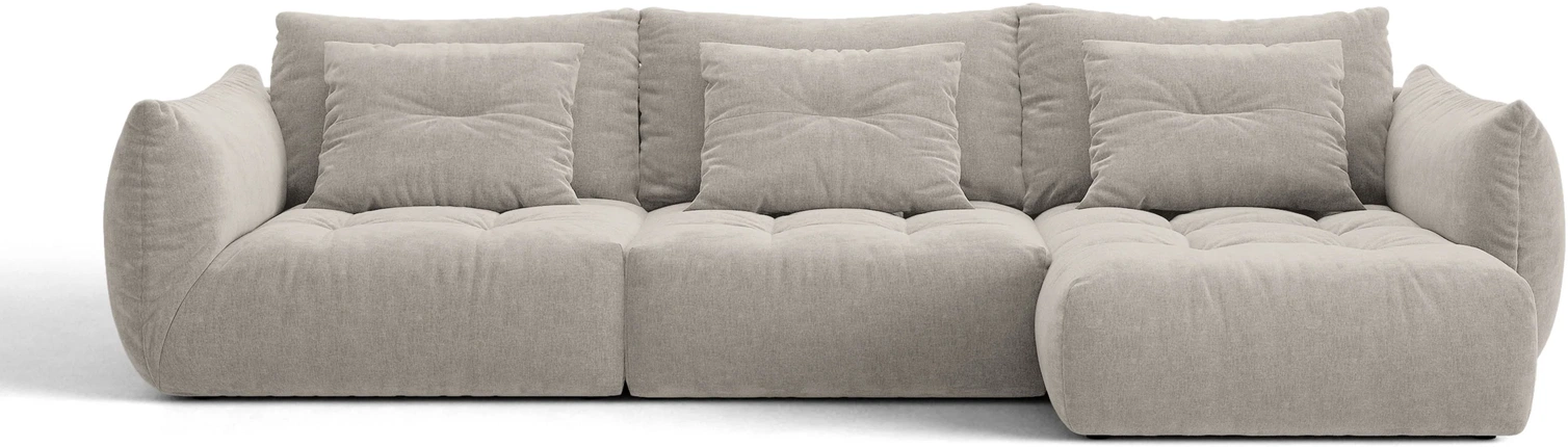 Chaiselongsofa Hjørnesofa Micadoni Bloom Højrevendt Lys Grå Wind Tekstureret Stof Plads Til H97xb327xd152