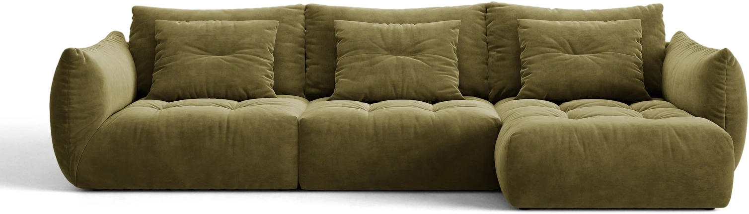 Chaiselongsofa Hjørnesofa Micadoni Bloom Højrevendt Lys Grøn Velour Casino Forest B327d152