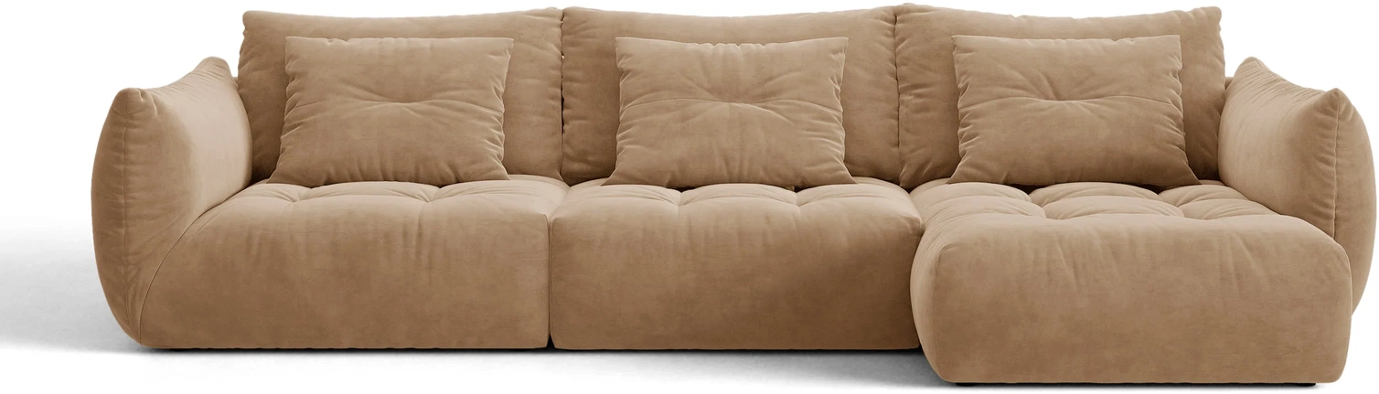 Chaiselongsofa Hjørnesofa Micadoni Bloom Højrevendt Mandelbeige Velour 327 Til Pers