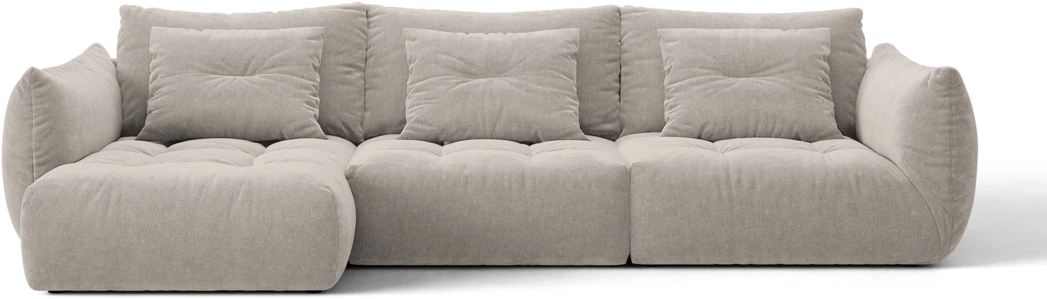 Chaiselongsofa Hjørnesofa Micadoni Bloom Venstrevendt Lys Grå Tekstureret Stof 327x152