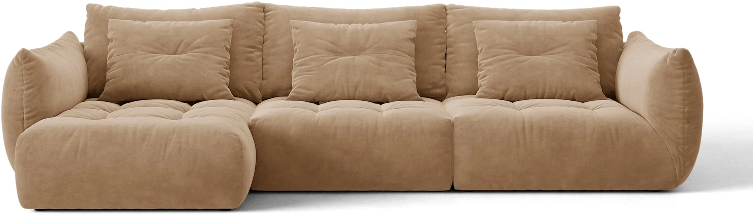 Chaiselongsofa Hjørnesofa Micadoni Bloom Venstrevendt Mandelbeige Velour Casino Lion H97xb327xd152 Sæders
