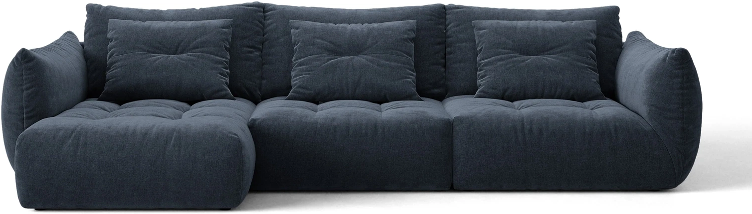 Chaiselongsofa Hjørnesofa Micadoni Bloom Venstrevendt Marineblå Wind Tekstureret Stof Plads Til B327d152h97
