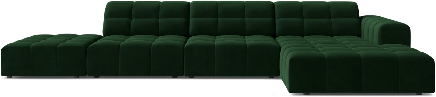 Chaiselongsofa Hjørnesofa Micadoni Jennifer Flaskegrøn Velour Højrevendt B348 D167 H78