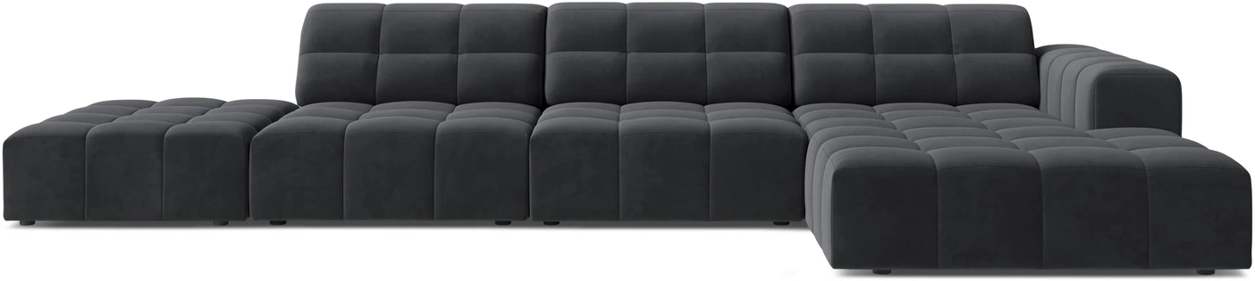 Chaiselongsofa Hjørnesofa Micadoni Jennifer Højrevendt Personers Grå Velour B348 D167 H78