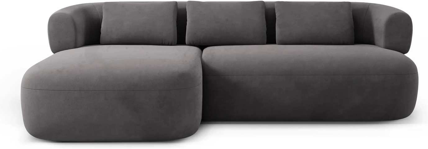 Chaiselongsofa Hjørnesofa Micadoni Jenny Venstrevendt Mørkegrå Velour 225145 Sædet