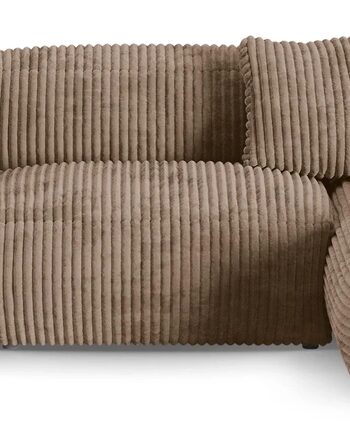 Chaiselongsofa Hjørnesofa Micadoni Martina Højrevendt Agernbrun Ribvelour Tilia 330x176 Sædedybde