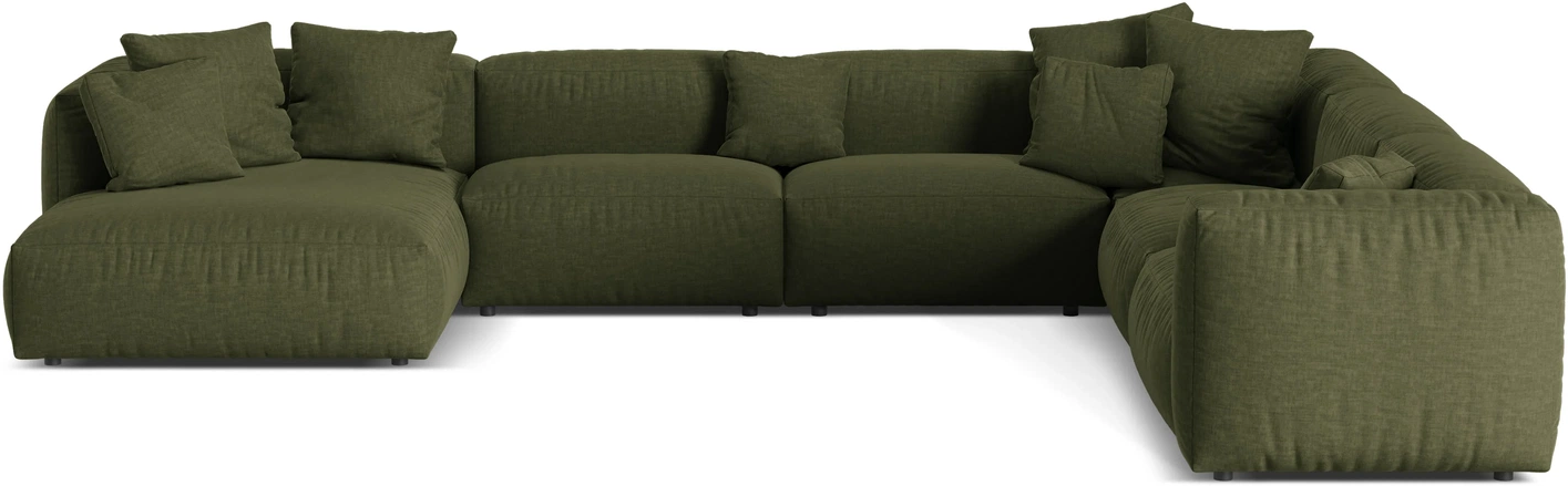 Chaiselongsofa Hjørnesofa Micadoni Martina Højrevendt Grøn Boston Forest Strukturstof Pers 406x316x75