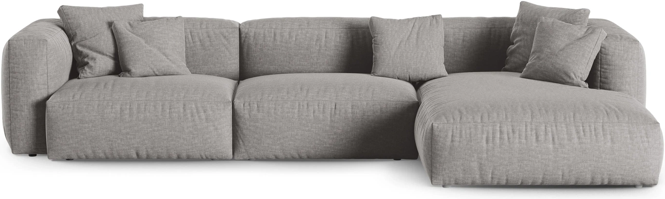 Chaiselongsofa Hjørnesofa Micadoni Martina Højrevendt Lys Grå Boston Strukturstof B330xd176