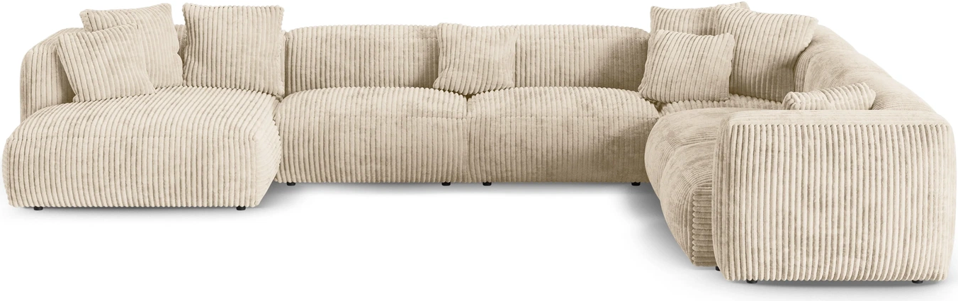 Chaiselongsofa Hjørnesofa Micadoni Martina Højrevendt Pers Lys Beige Ribvelour Tilia H75 B420 D330