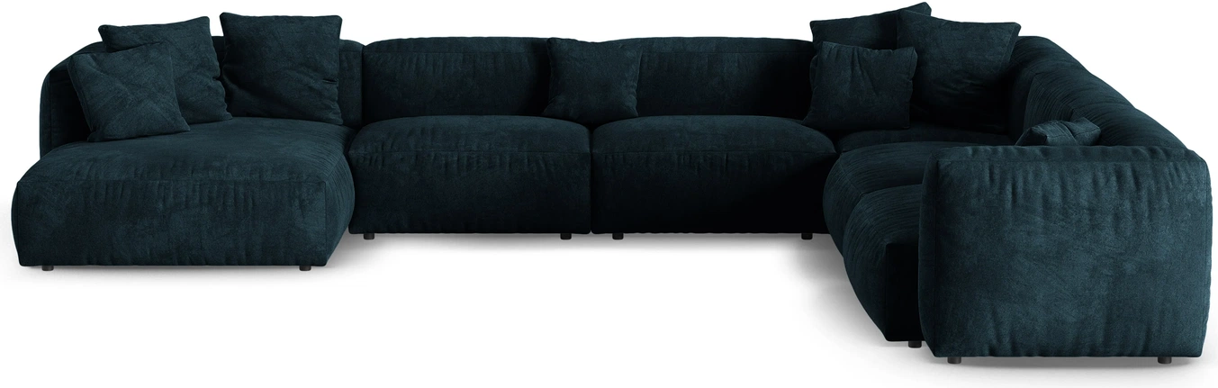 Chaiselongsofa Hjørnesofa Micadoni Martina Højrevendt Personers Velour Dyb Petrol B420xd330