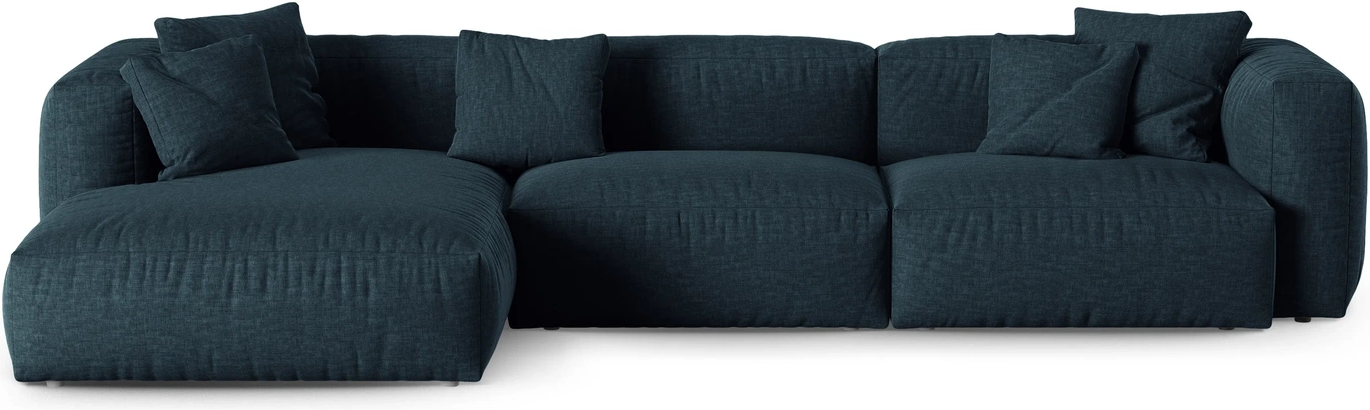 Chaiselongsofa Hjørnesofa Micadoni Martina Pers Venstrevendt Denimblå Boston Ocean Strukturstof B330d176 Sædedybde