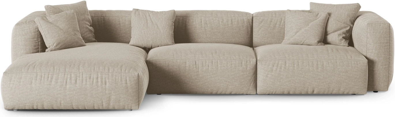 Chaiselongsofa Hjørnesofa Micadoni Martina Venstrevendt 330x176 Lys Beige Strukturstof Boston