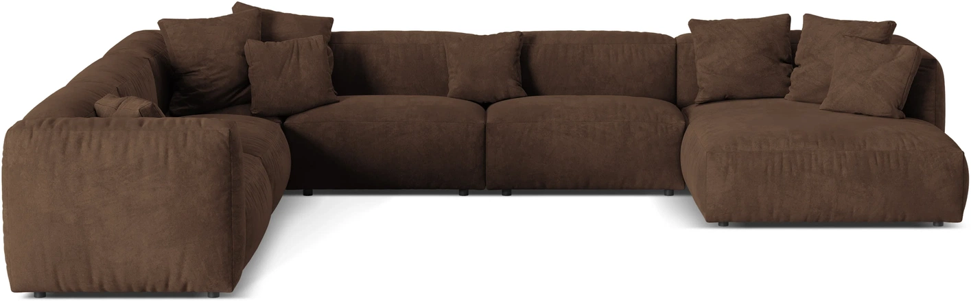 Chaiselongsofa Hjørnesofa Micadoni Martina Venstrevendt 406x316 Chokoladebrun Velour