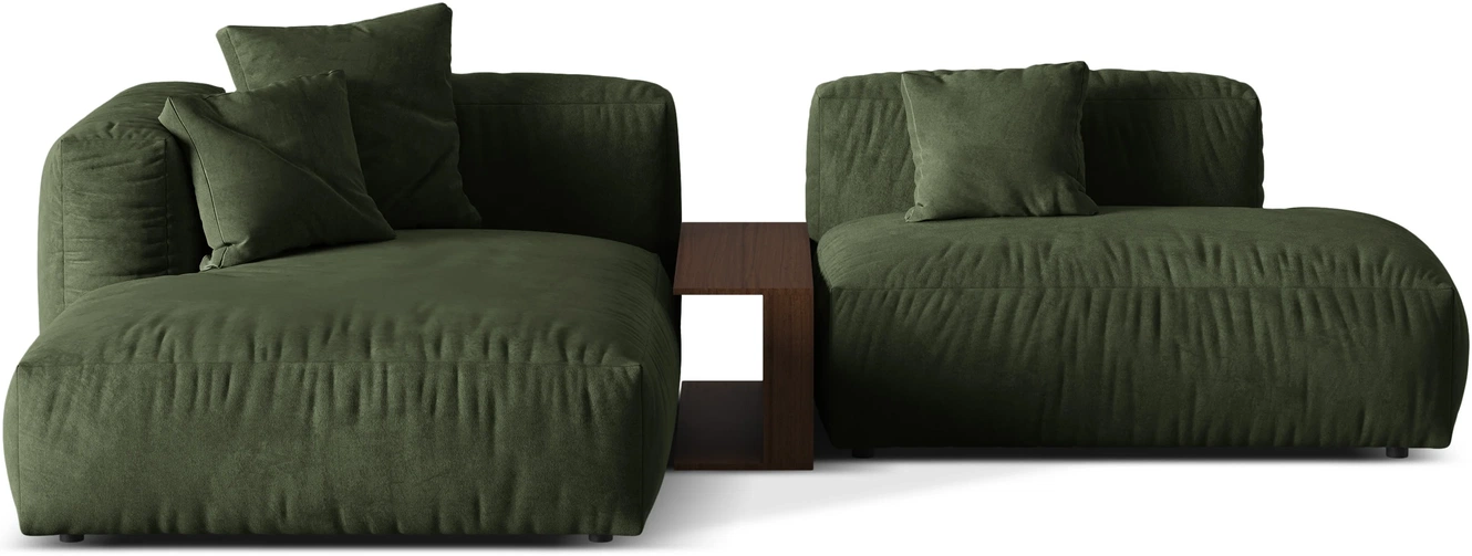Chaiselongsofa Hjørnesofa Micadoni Martina Venstrevendt Grøn Velour 285x176x75