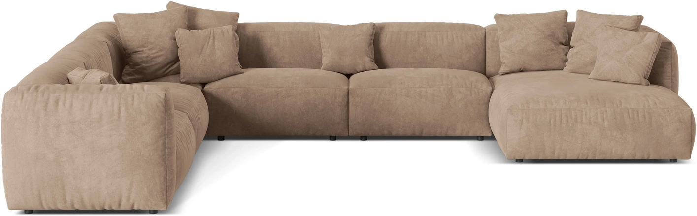 Chaiselongsofa Hjørnesofa Micadoni Martina Venstrevendt Pers Mørk Beige Velour B406 D316