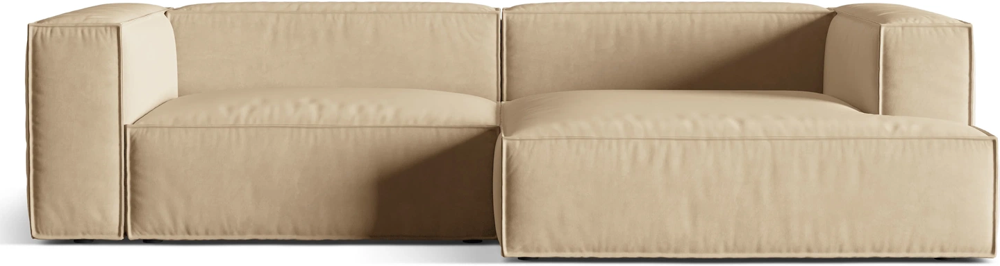 Chaiselongsofa Hjørnesofa Micadoni Nuria Højrevendt Hudfarvet Paris Velour 292x147x72
