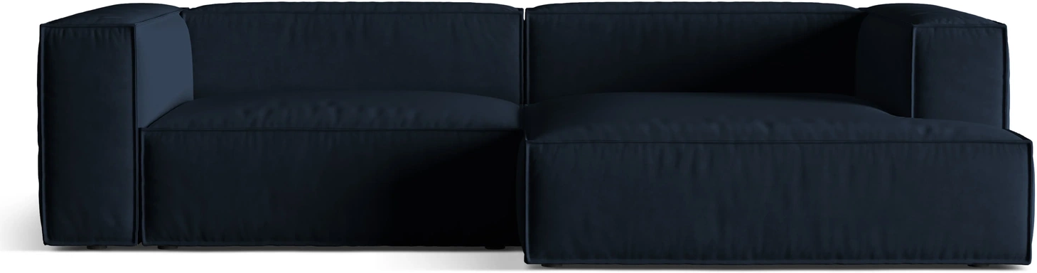 Chaiselongsofa Hjørnesofa Micadoni Nuria Højrevendt Mørkeblå Velour Pers B292 D147 H72