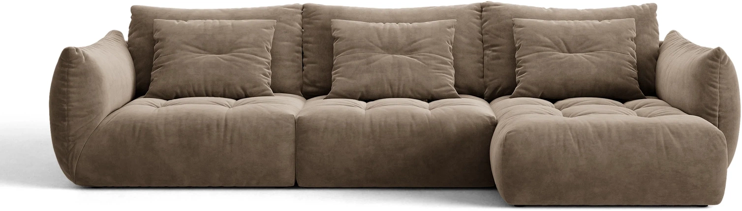 Chaiselongsofa Micadoni Bloom Hjørnesofa Højrevendt Velour Casino Taupe Lys Brun 327x152 Pers