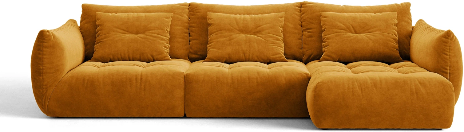 Chaiselongsofa Micadoni Bloom Højrevendt Gul Velour Pers Hjørnesofa 327x152