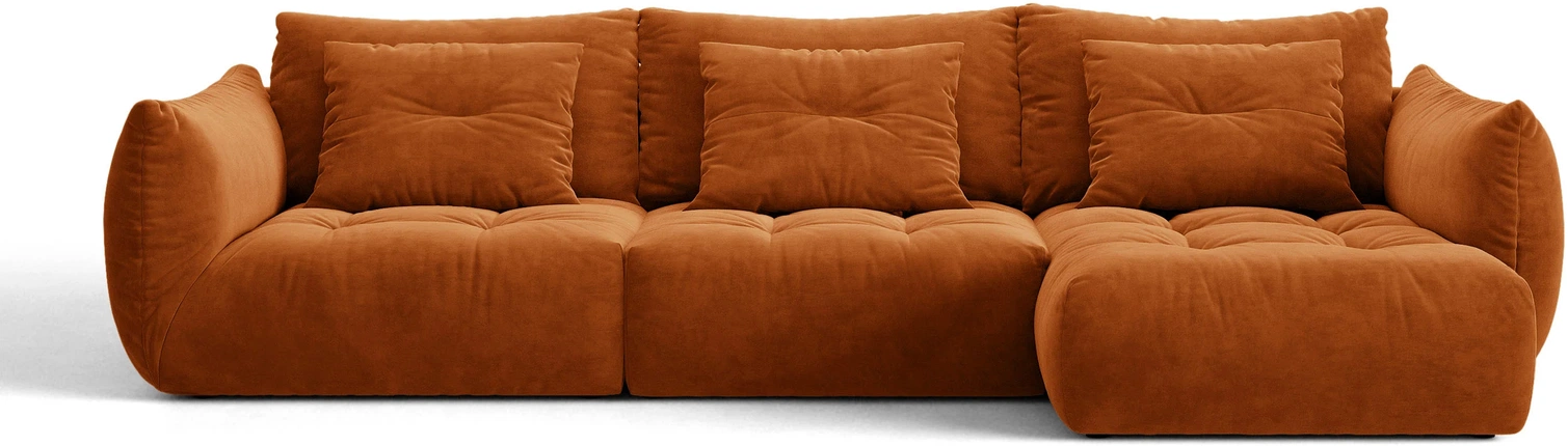 Chaiselongsofa Micadoni Bloom Højrevendt Hjørnesofa Casino Velour Terrakotta 327152 Plads Til