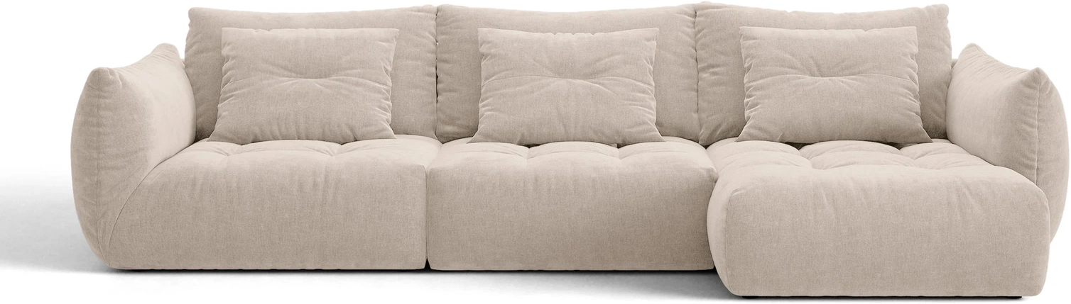 Chaiselongsofa Micadoni Bloom Højrevendt Hjørnesofa Lys Beige Tekstureret Wind Stof B327d152h97