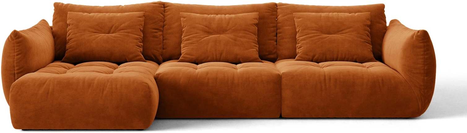 Chaiselongsofa Micadoni Bloom Venstrevendt Hjørnesofa Terrakotta Velour B327 D152 H97 Plads Til Personer