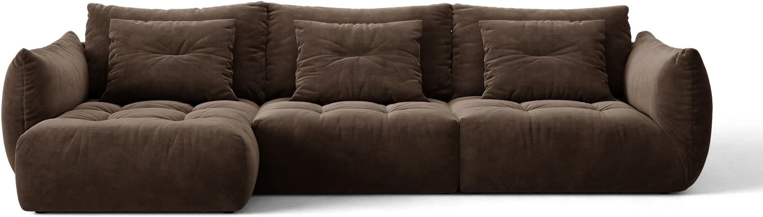 Chaiselongsofa Micadoni Bloom Venstrevendt Mørkebrun Velour 327x152