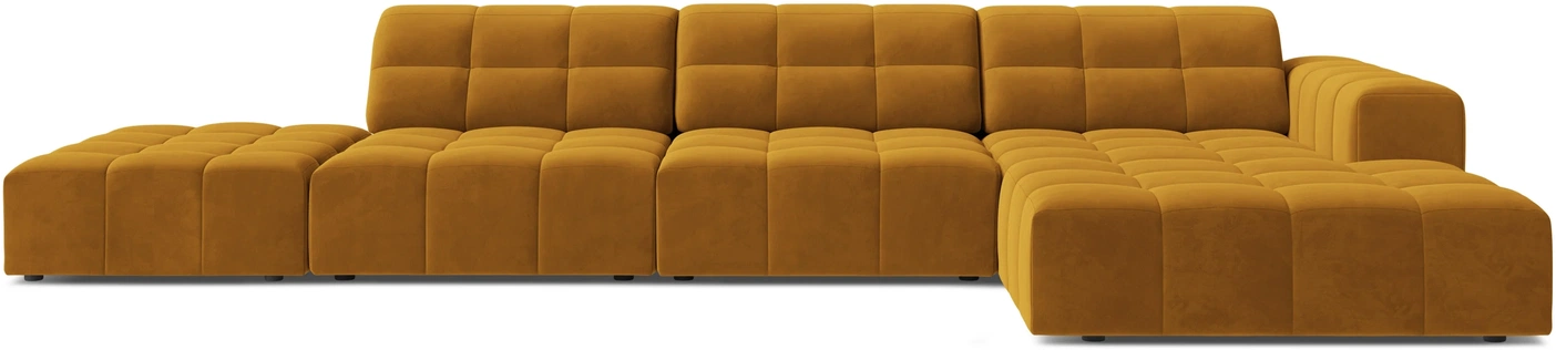 Chaiselongsofa Micadoni Jennifer Højrevendt Gul Velour 348x167