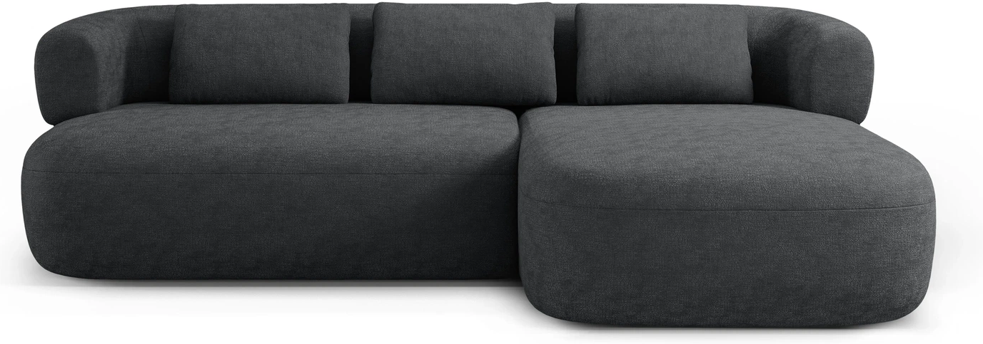 Chaiselongsofa Micadoni Jenny Højrevendt Hjørnesofa Mørkegrå Chenille 225x145 Skumfyld Pyntepuder