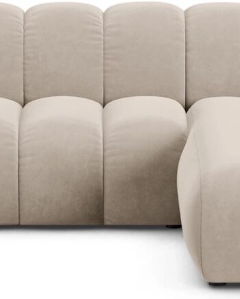 Chaiselongsofa Micadoni Lupine Højrevendt Beige Velour 290