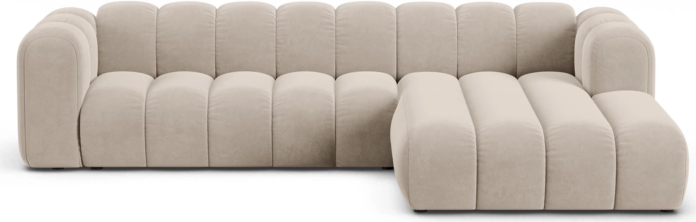 Chaiselongsofa Micadoni Lupine Højrevendt Beige Velour 290