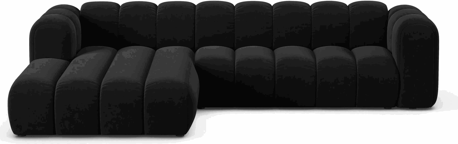 Chaiselongsofa Micadoni Lupine Venstrevendt Hjørnesofa 290x177 Sort Velour Pers