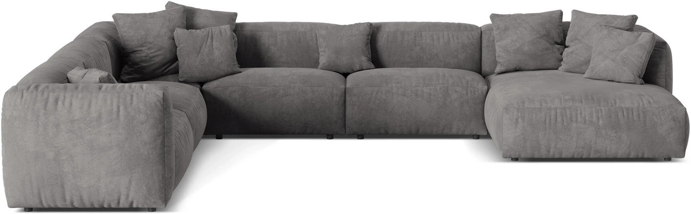 Chaiselongsofa Micadoni Martina Hjørnesofa Venstrevendt Pers Grå Velour 406x316