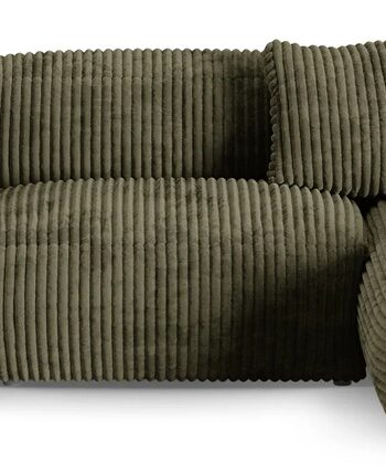 Chaiselongsofa Micadoni Martina Højrevendt Hjørnesofa 330 Mosgrøn Ribvelour Tilia Personers