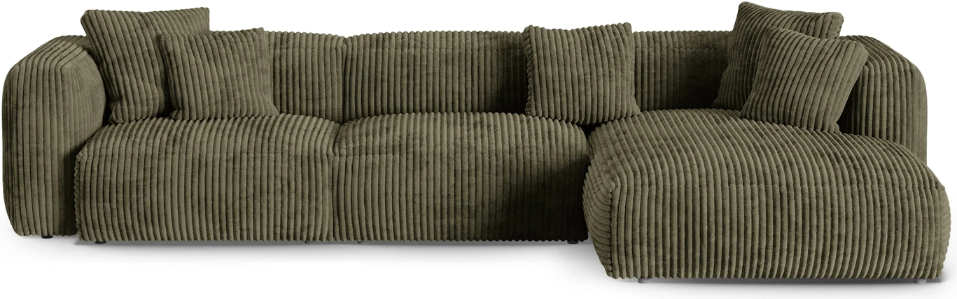 Chaiselongsofa Micadoni Martina Højrevendt Hjørnesofa 330 Mosgrøn Ribvelour Tilia Personers