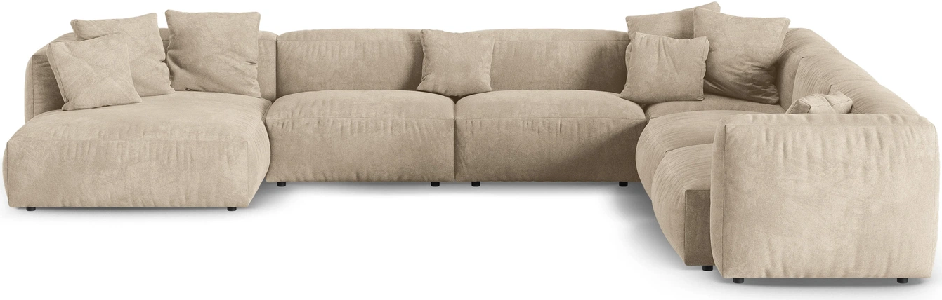 Chaiselongsofa Micadoni Martina Højrevendt Hjørnesofa Lys Beige Velour Plads Til Pers B420d330h75